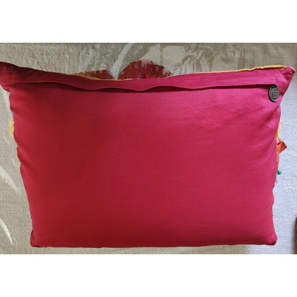Pier 1 Imports Set of Two Decorative Pillows Red Ruffles BOHO Bohemian 17"x13” - Picture 5 of 8